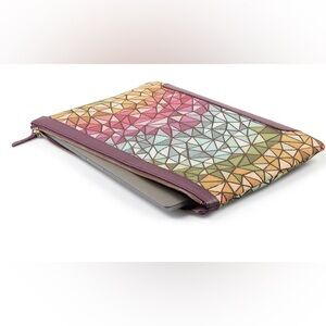 Geometric Pattern Londo Laptop Sleeve NIB Leather accents
